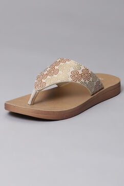 Beige Pu Leather Flats image number 2