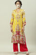 Yellow Rayon Straight Printed Kurta image number 5