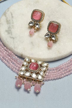 Light Pink Brass Necklace Set image number 4