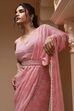 Pink Georgette Digital Printed Pre-Draped Saree image number 4