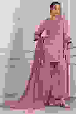 Light Pink Cotton Straight Suit Set image number 0