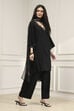 Black Solid Relaxed Straight Suit Set image number 5