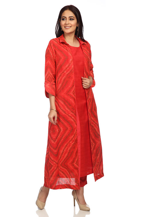 Red Cotton Straight Toga Kurta image number 2