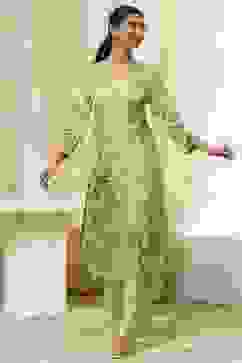 Green Modal Floral Printed Straight Kurta Set image number 6