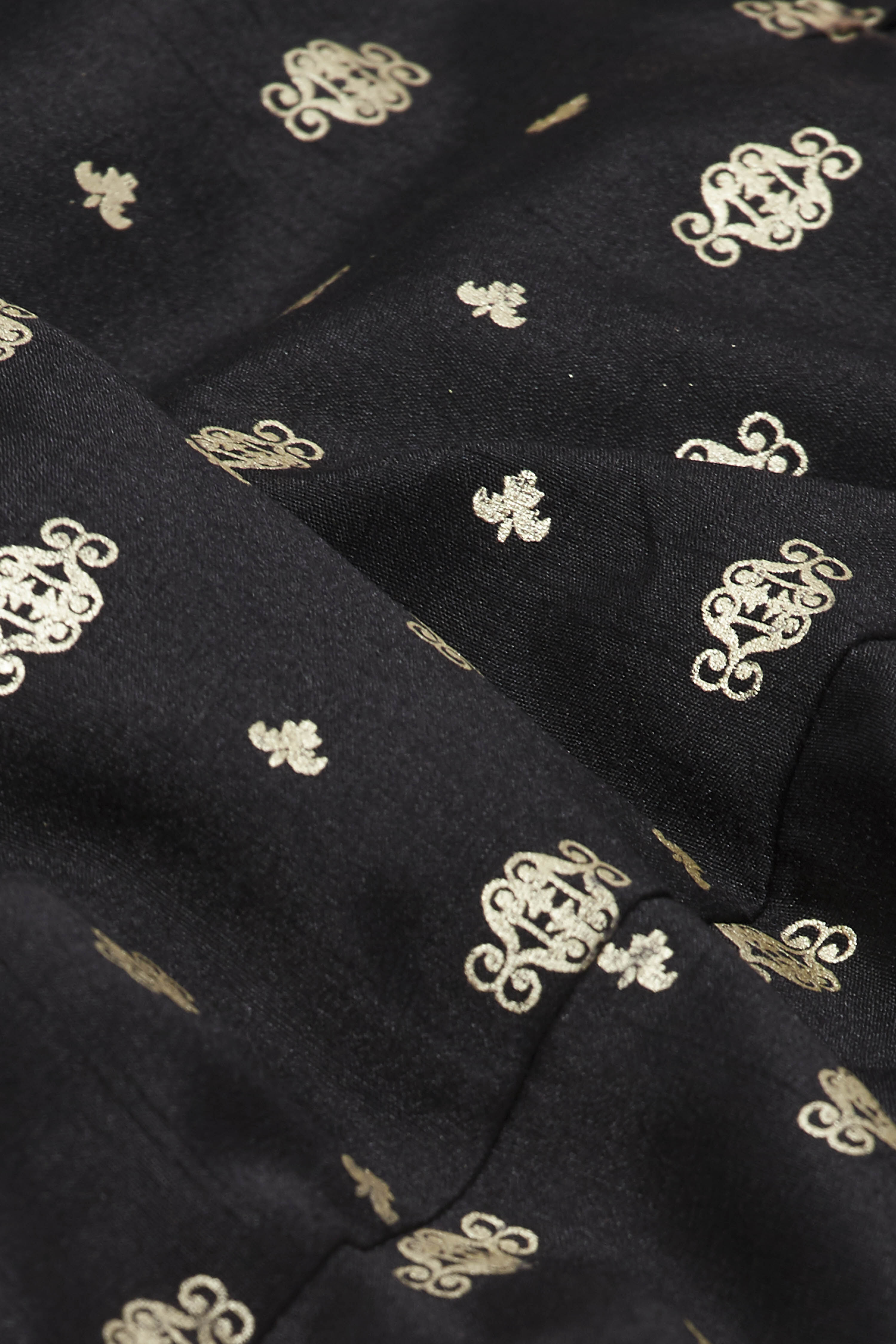 Black Cotton Gold Motif Printed Short Kurti image number 2