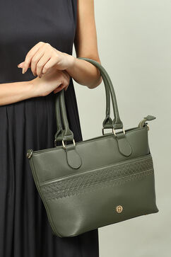 Olive Pu Leather Tote Bag image number 6