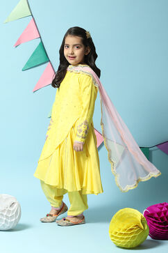 Yellow Cotton Kurta Salwar Suit Set image number 5