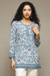 Sky Blue Art Silk Straight Printed Kurti image number 5