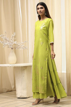 Green Poly Chanderi  Dress image number 3