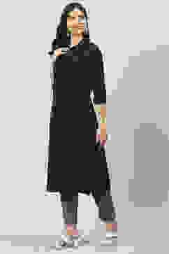 Navy Cotton Straight 2 Piece Set image number 3