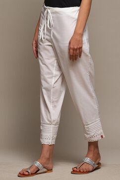Off White Cotton Regular Pants image number 2