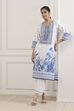 Blue Cotton Ethnic Motifs Printed Straight Kurta image number 6