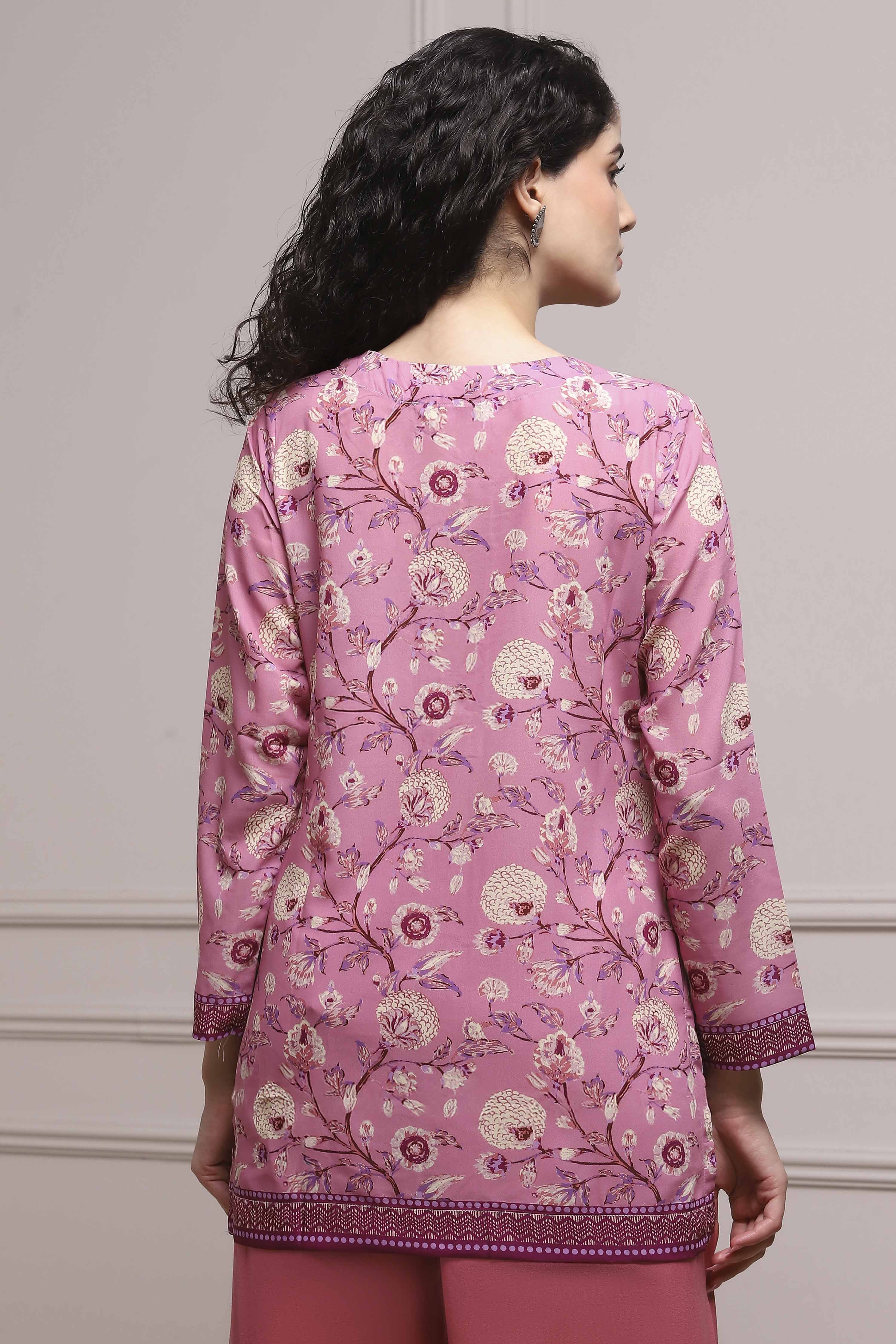 Green Art Silk Printed Straight Short Kurta image number 3