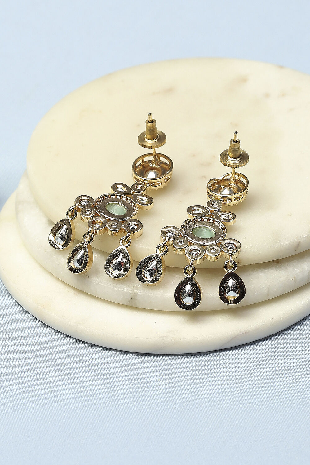 Mint Green Kundan Festive Drop & Danglers image number 2