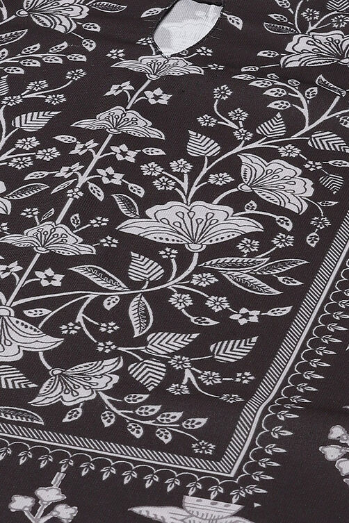 Black Silk Blend Digital Print Unstitched Suit Set image number 2