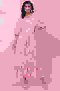 Pink Rayon Tiered Fusion Dress image number 0