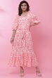 Pink Rayon Tiered Fusion Dress image number 0