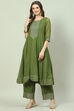 Green Art Silk Flared 2 Piece Set