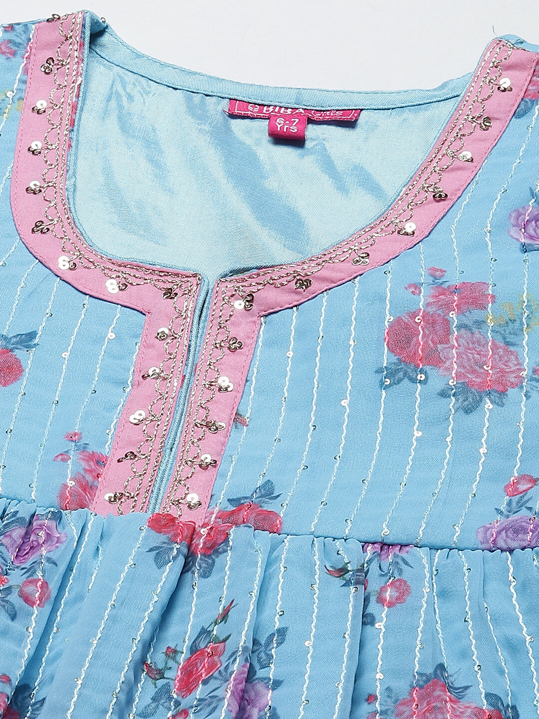 Blue Viscose Flared Kurta Garara Suit Set image number 1