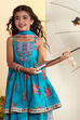 Blue Cotton Floral Printed Peplum Garara Kurta Set image number 1