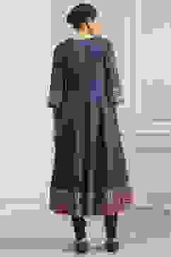 Indigo Cotton Printed Anarkali Suit Set image number 4