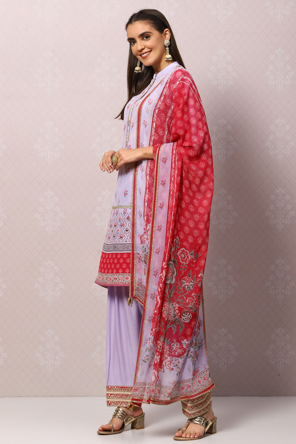 Green Art Silk Straight Kurta Salwar Pant Suit Set image number 5