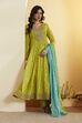 Llime Green Poly Chinnon Anarkali Suit Set image number 0