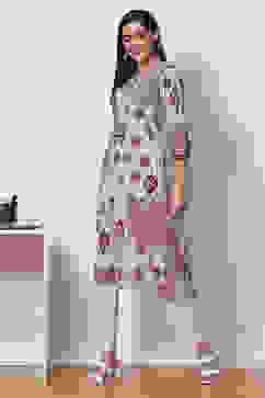 Plum Cotton Straight Kurta image number 2