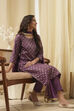 Dark Navy Art Silk Straight Kurta Slim Pants Suit Set image number 6