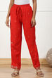 Red Printed Regular Fit Straight Pants image number 4