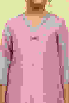 Baby Pink Tissue Solid Straight Suit Set image number 1