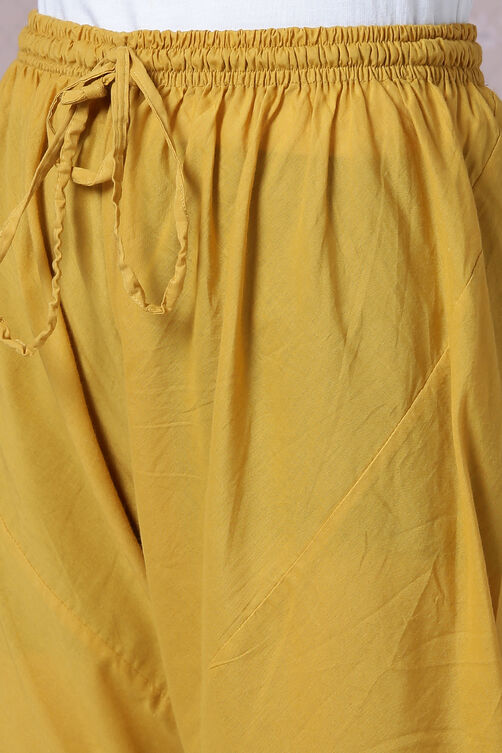 Mustard Art Silk Double Layered Kurta Churidar Suit Set image number 3