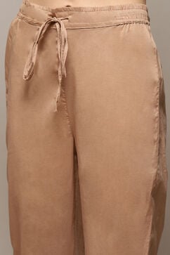 Beige Poly Cotton Layered Kurta Salwar Suit Set image number 3