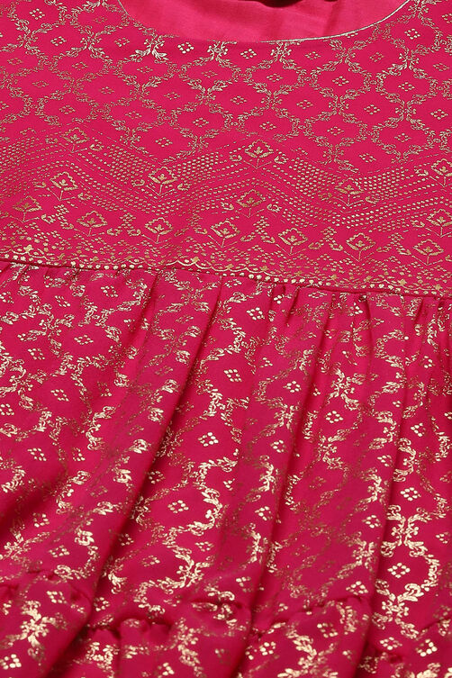 Fuchsia Polyester Anarkali Kurta Churidar Suit Set image number 1