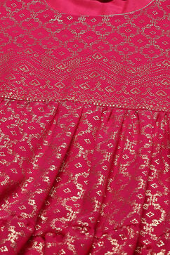 Fuchsia Polyester Anarkali Kurta Churidar Suit Set image number 1