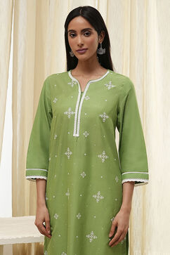Olive Green Straight Kurta image number 1