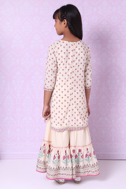 Cream Cotton Sharara Kurta Sharara Suit Set image number 7