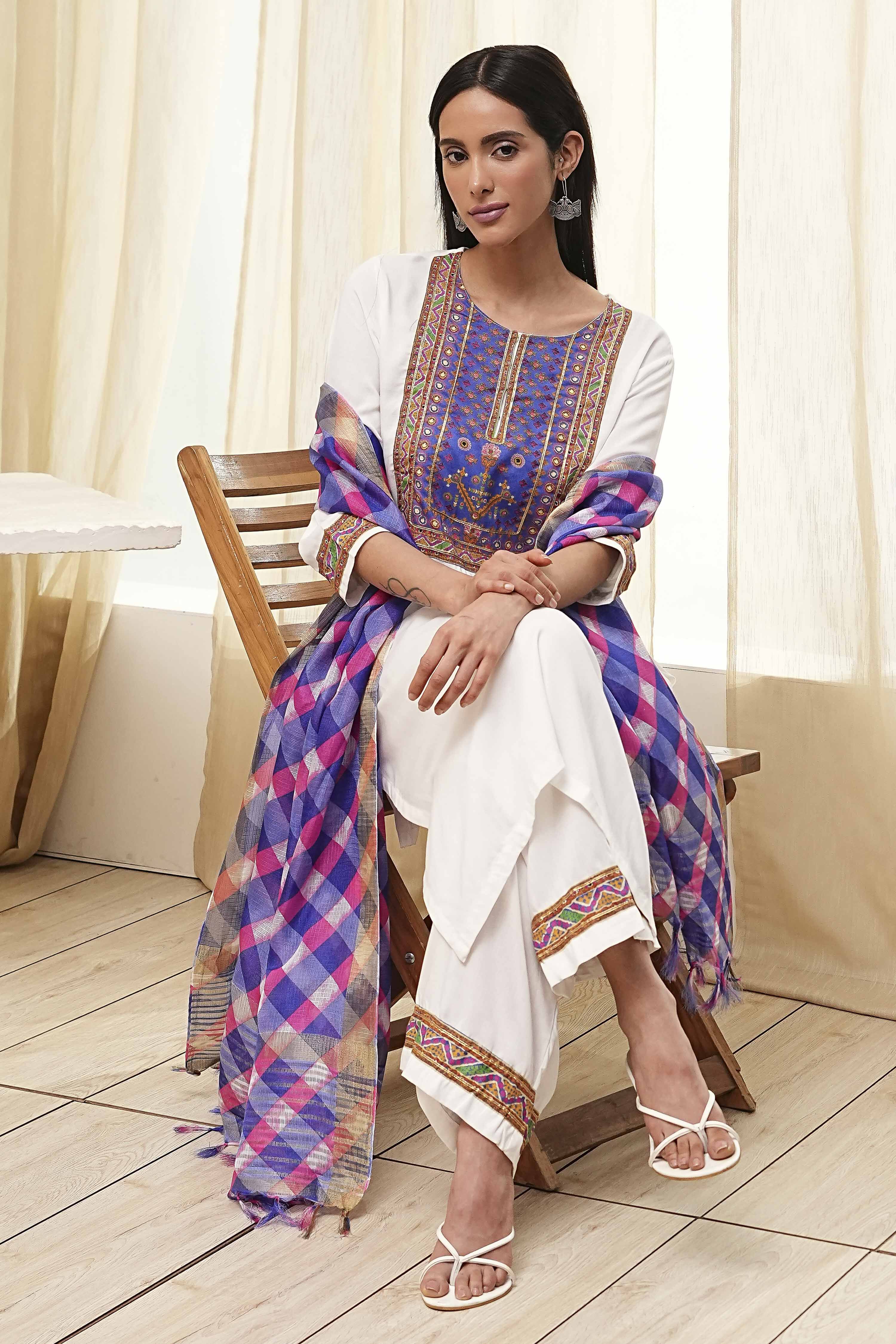 Blue and Pink Straight Suit Set image number 0