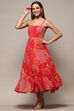Coral Polyester Tiered Dress