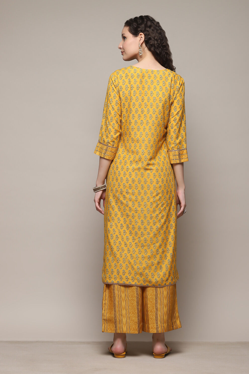 Teracota Poly Chiffon Straight Printed Kurta Palazzo Suit Set image number 4