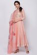 Peach Straight Kurta Churidar Suit Set image number 3