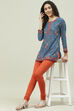 Camel Cotton Blend Solid Churidar image number 5