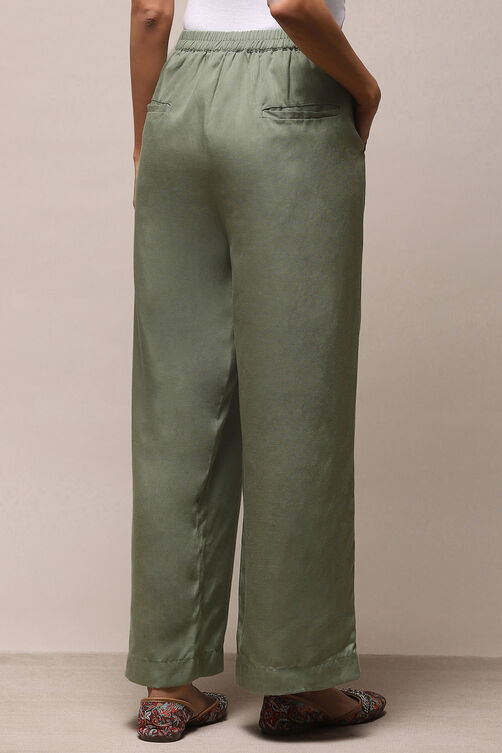 Green Bay Cotton Straight Solid Pants image number 4