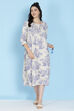 Black Cotton Flax A-line Printed Kurta Dress image number 3