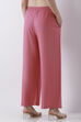Light Pink Solid Straight Palazzos image number 5