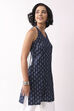 Indigo Cotton Printed A Line Short Kurti image number 4