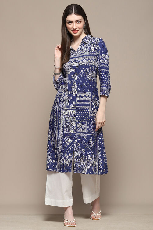 Indigo Rayon Straight Kurta image number 0