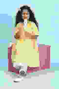 Yellow Cotton Printed Anarkali Suit Set image number 0