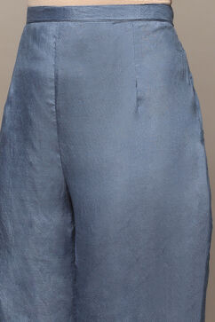 Blue Polyester Unstitched Suit set image number 3