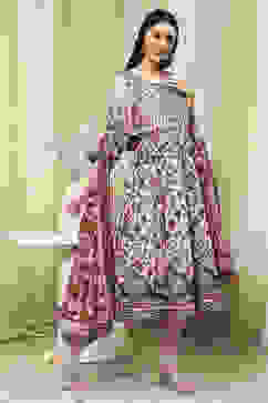 Beige Cotton Anarkali Printed Kurta Suit Set image number 5